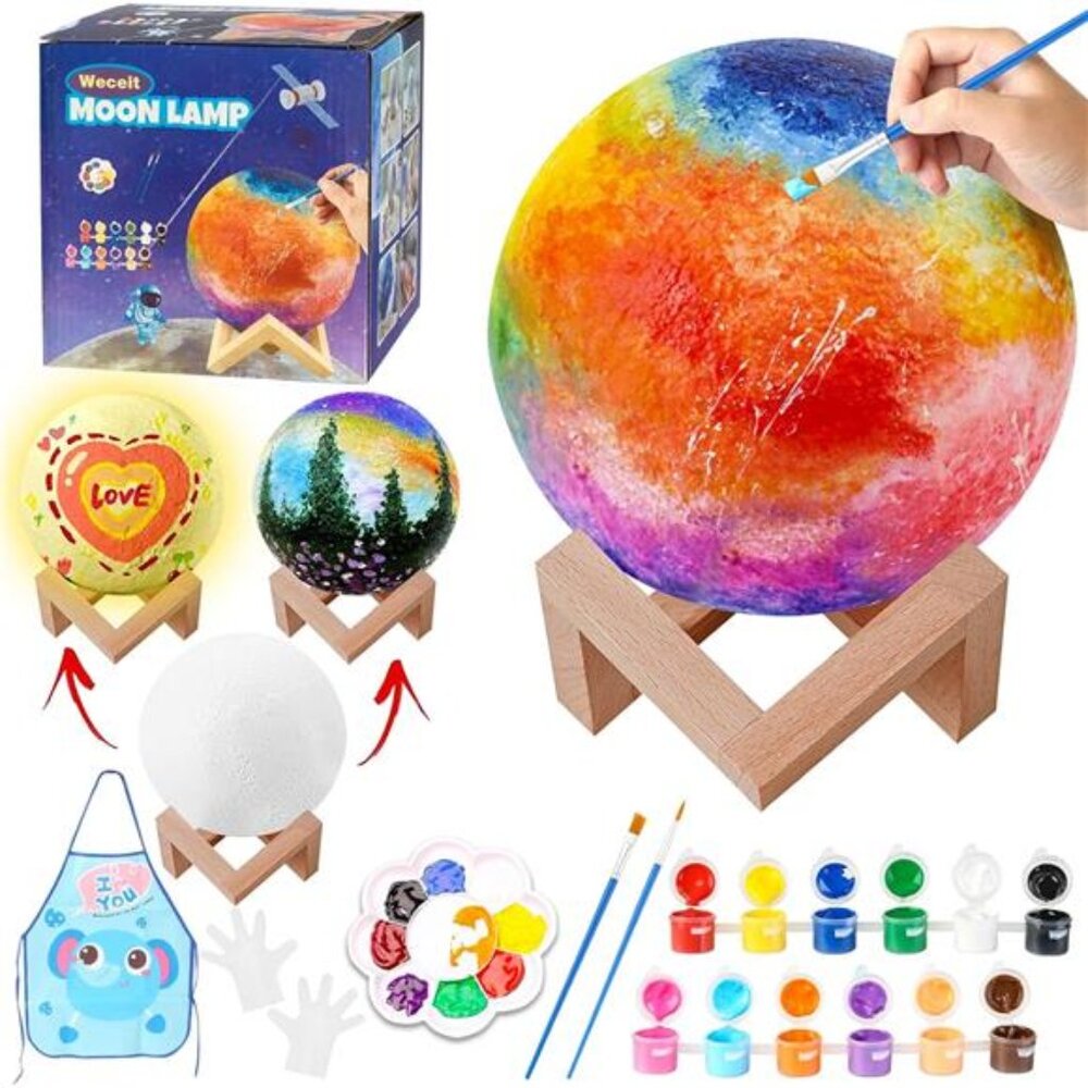 Paint Your Own Moon Lamp Kit, Valentines Gifts DIY 3D Moon Light Cool Galaxy